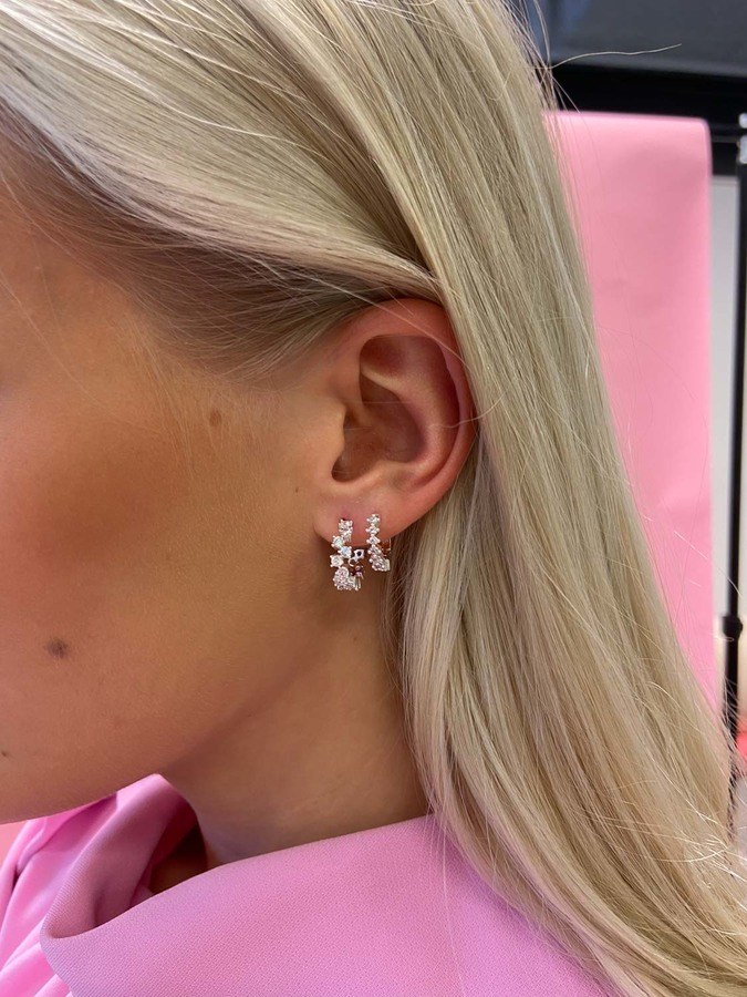 Snö Of Sweden Nuit Oval Ear SIlver/Clear 17mm
