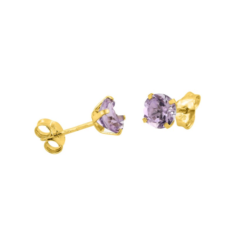 Boucles d'oreilles enfant - améthyste - Or 9 Carats