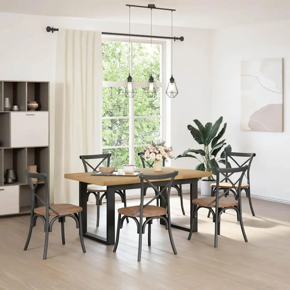 vidaXL Eettafel NOAIN met U-poten - Naturel - Massief grenenhout - 160x90 cm
