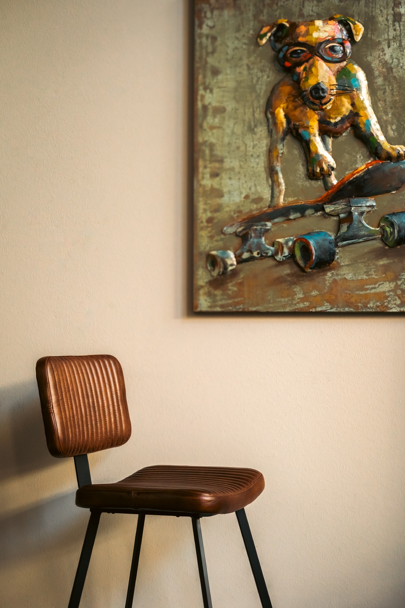 Lederstuhl 'Bult', braun, B 47 cm, H 82 cm, L 51 cm von fischer's lagerhaus