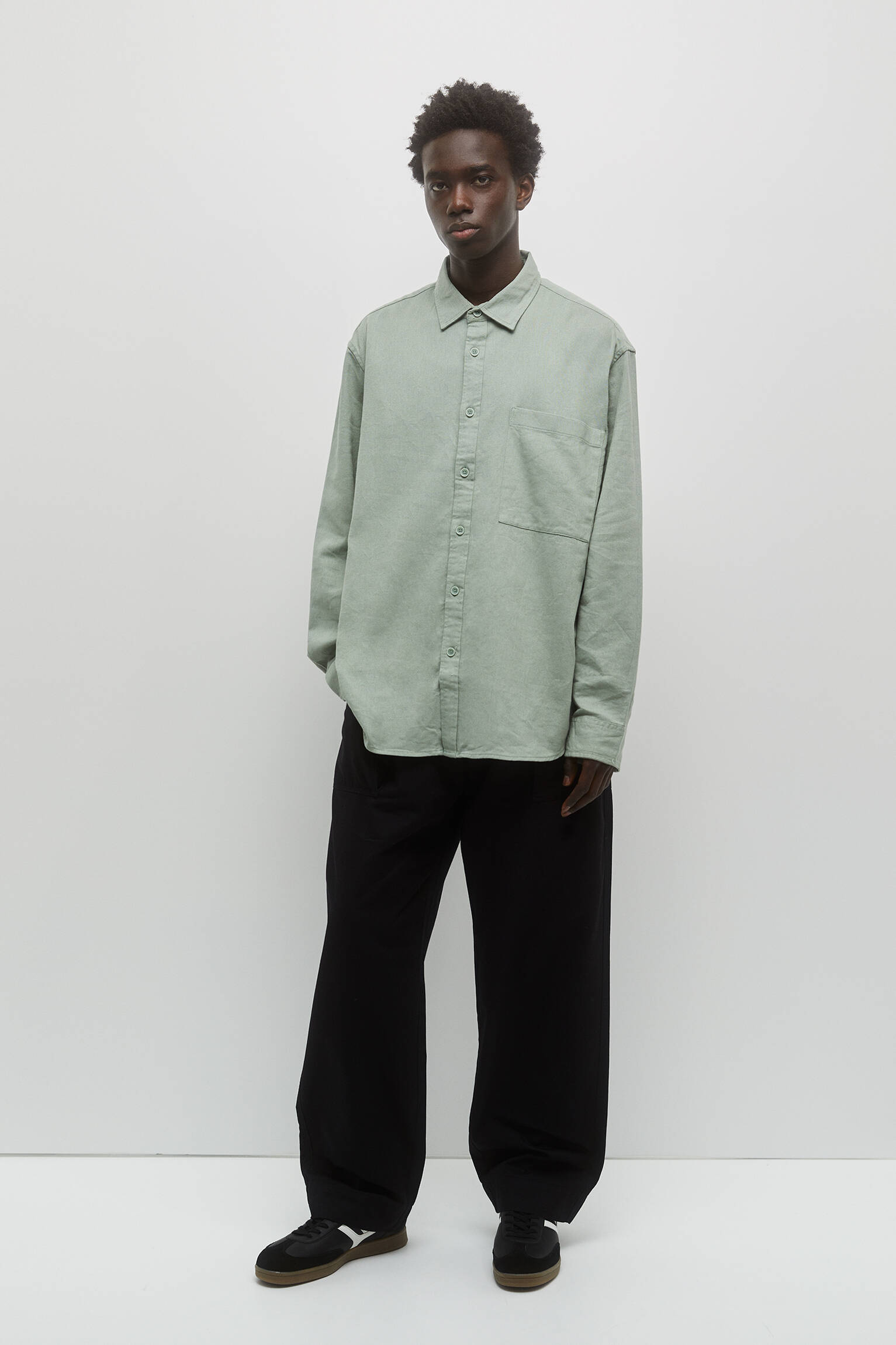 CAMISA BÁSICA DE MANGA LONGA - MENTA