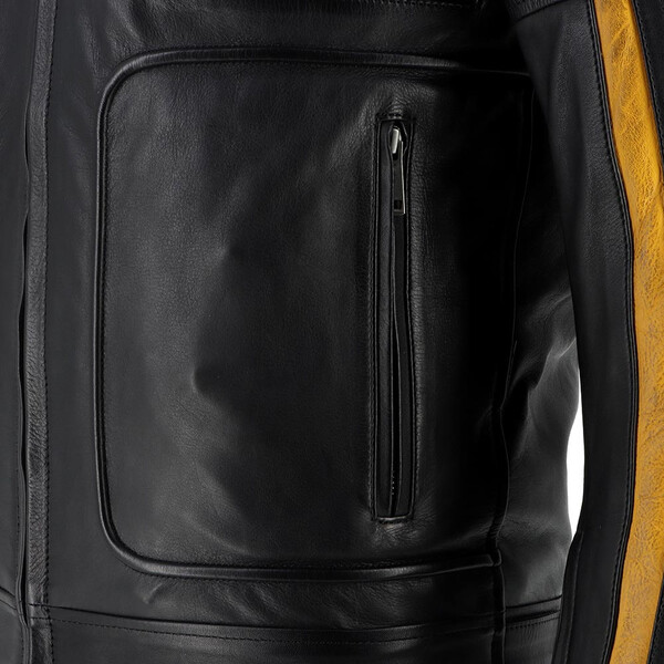 Helstons - Blouson Vulcan Cuir Rag Noir / Blanc / Jaune