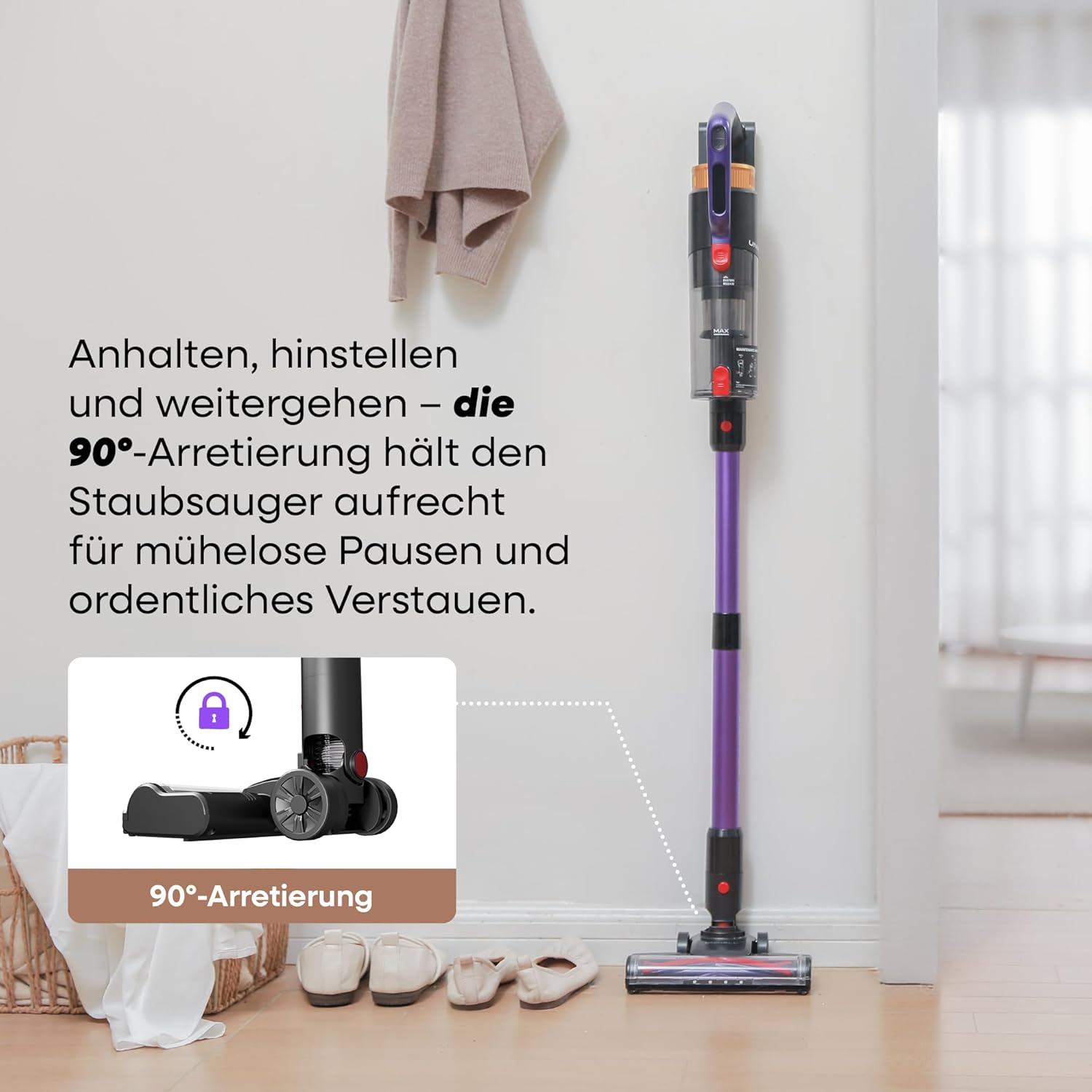 UNINELL HOME Akku Staubsauger 48000Pa/550W/65Min, Staubsauger Kabellos Selbstladender mit LED-Display, Akkustaubsauger Anti-Verhedderung-Bürste Super Leise für Teppich,Hartboden und Tierhaare