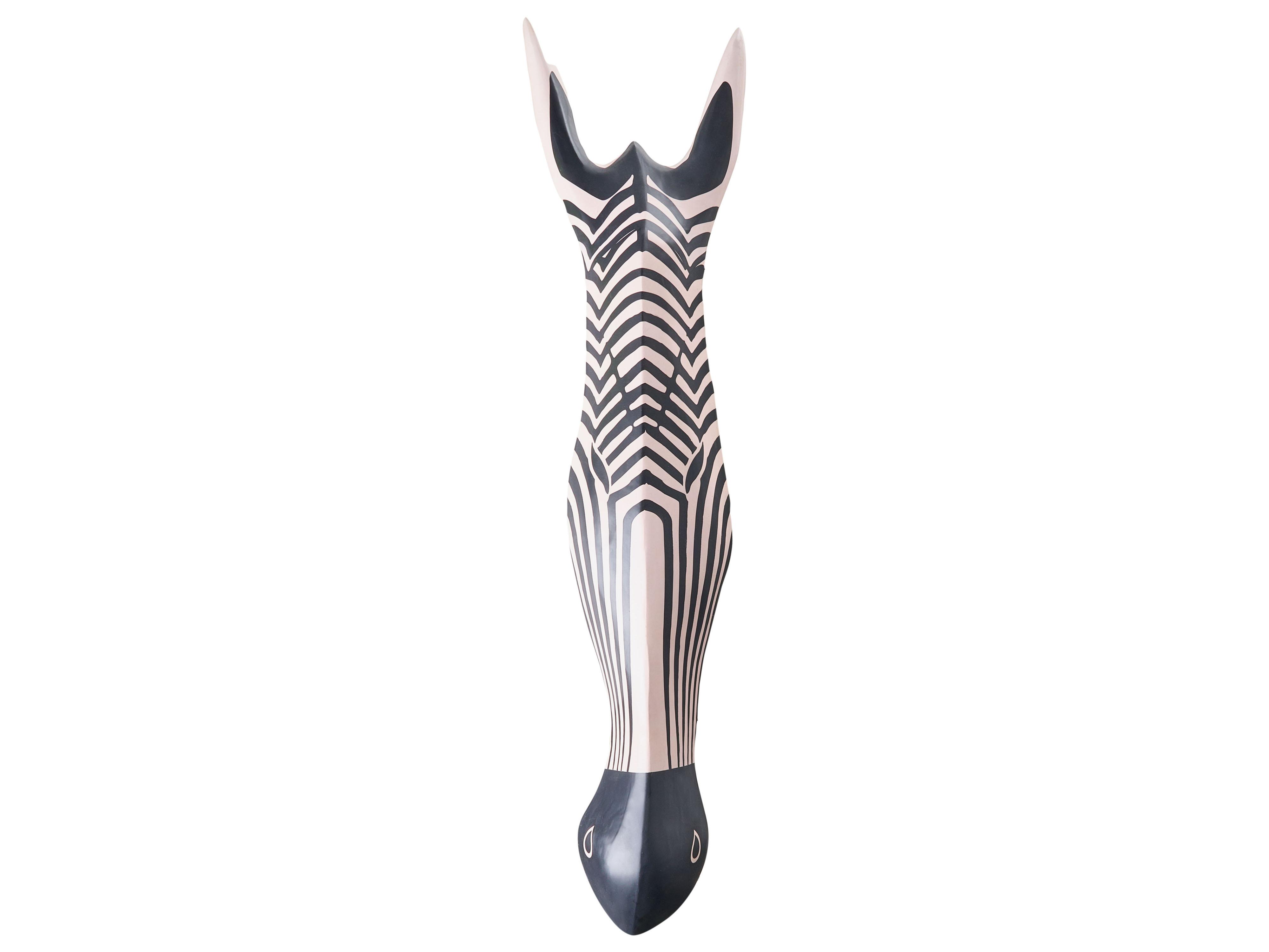 Wanddecoratie Zebra GBOKO Mangohout 80 cm Zwart/wit