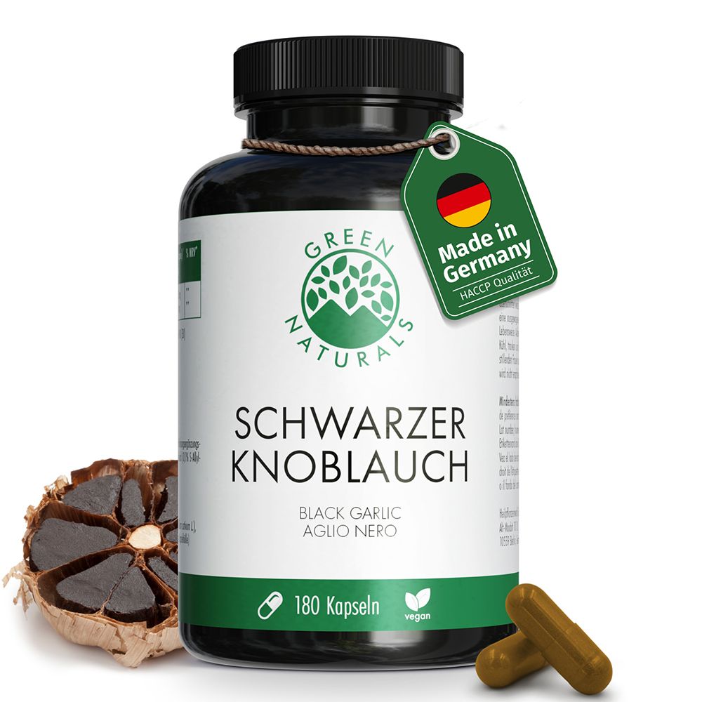 GREEN NATURALS Schwarzer Knoblauch 600 mg hochdosiert vegan
