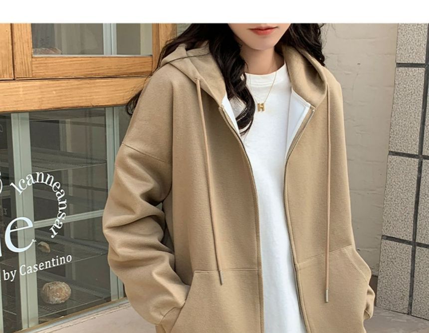 Dewbluen - Effen hoodie met rits