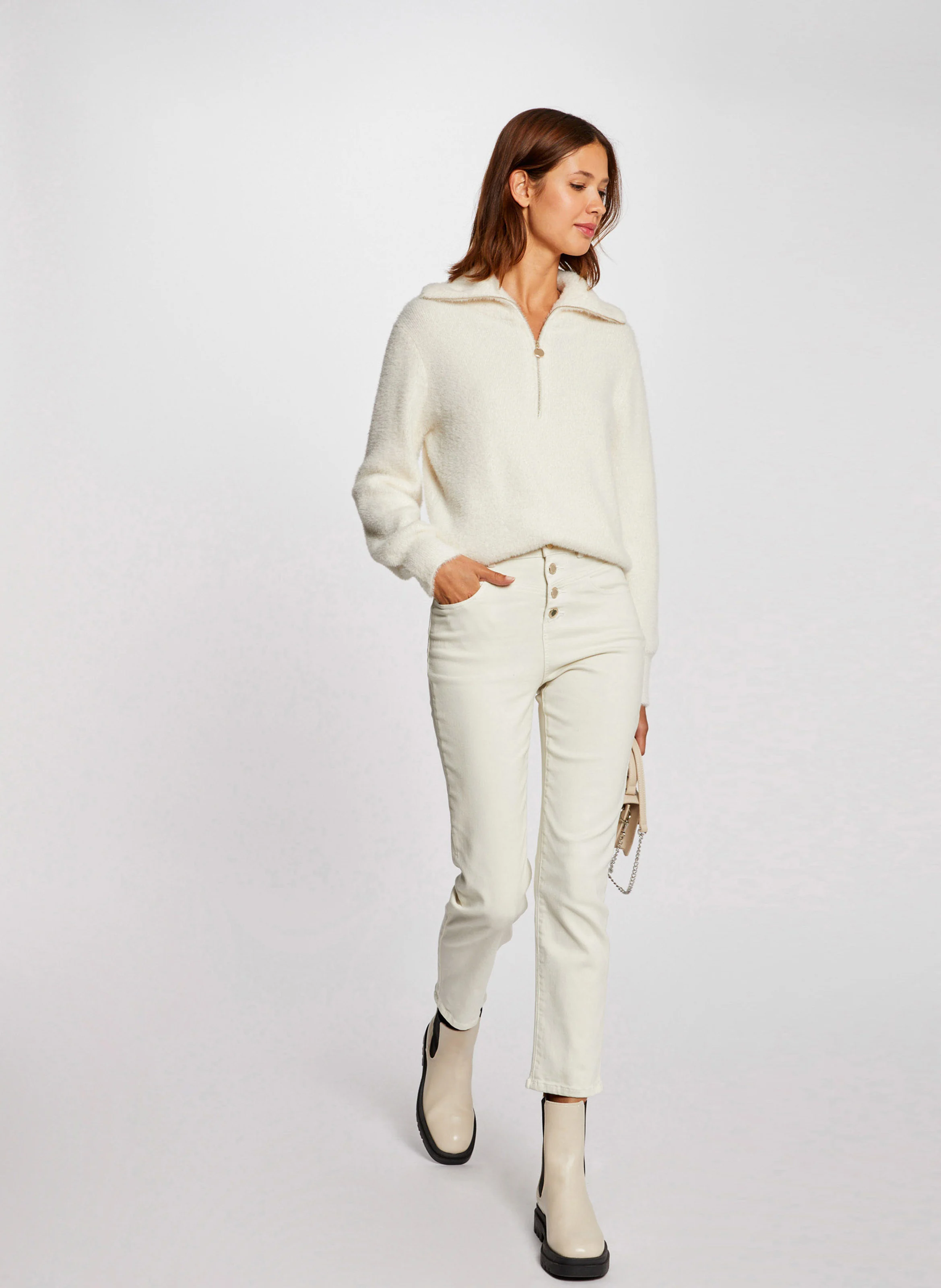 MNOVI - Pull col à revers | Beige