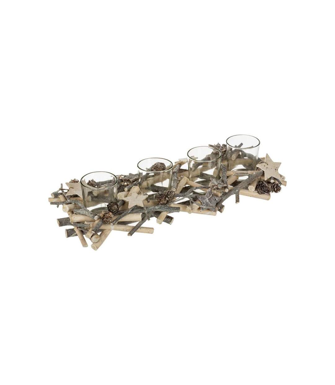 Centre de Table 4 Photophores Hors Piste 38cm Gris