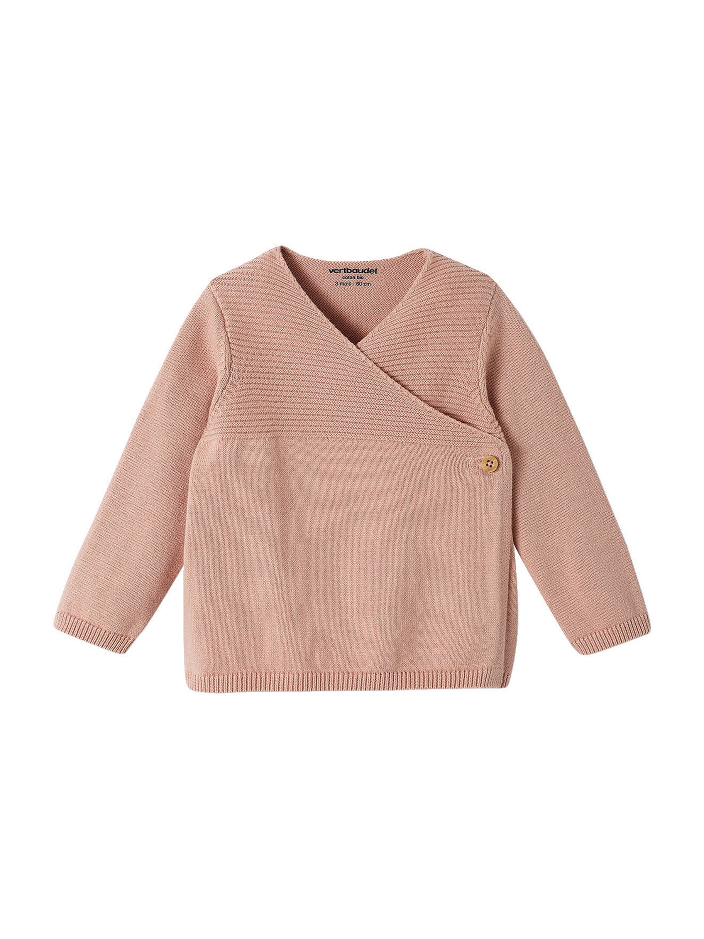 Vertbaudet Bio-Kollektion: Strickjacke für Neugeborene pudrig rosa