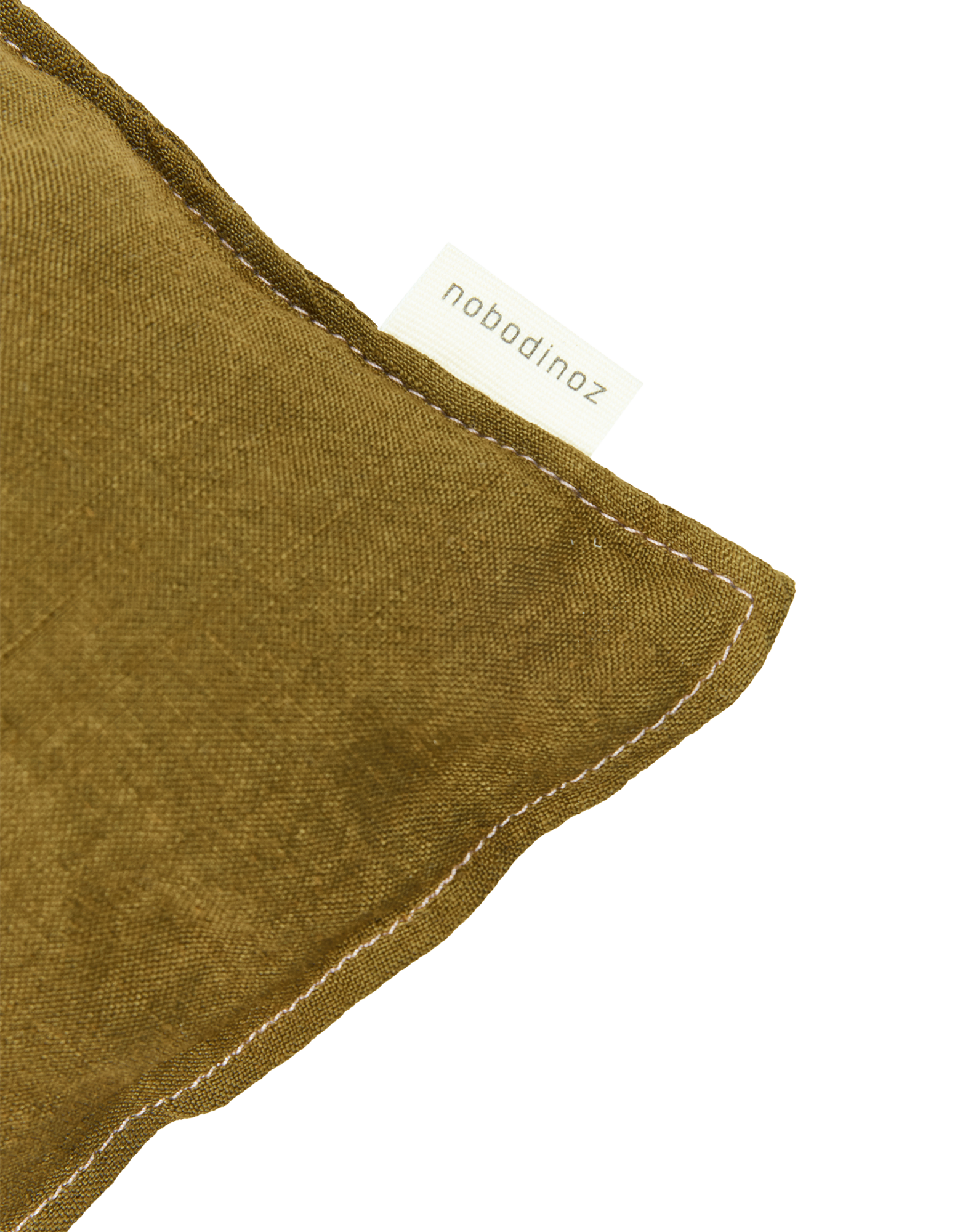 Coussin carré brodé l1n0 en lin français lavé | Vert