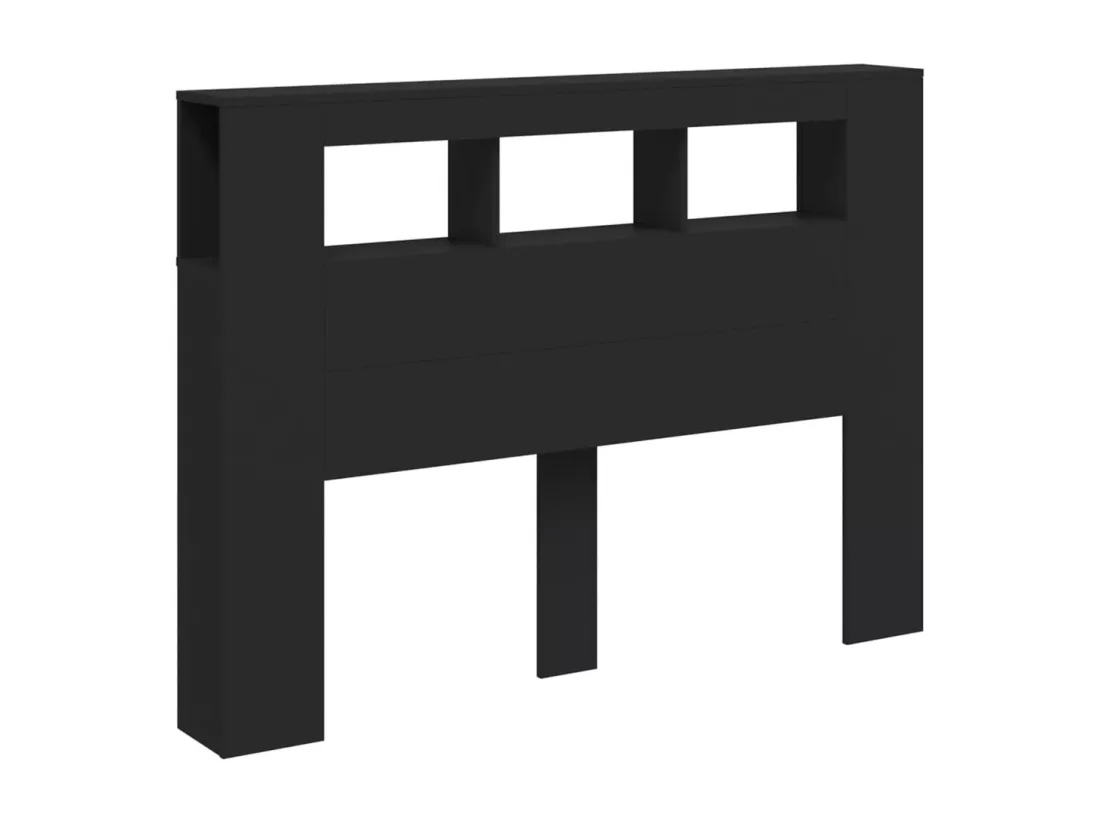 Tête de lit à LED noir 140x18,5x103,5 cm bois d'ingénierie