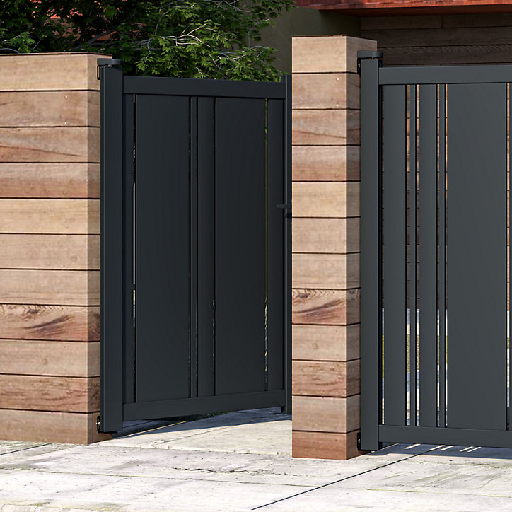 Portillon battant L. 1 m Cotentin en aluminium gris anthracite