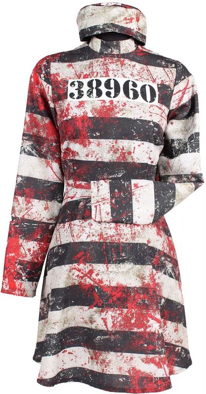 Bloody Prisoner Jurk Dames - Zwart/Wit Met Bloed - Volwassenen - Maat XS/S