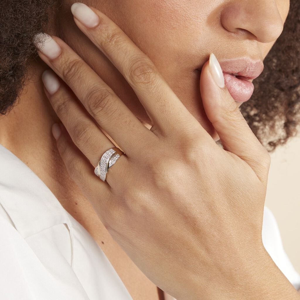 Bague Bandeau Or Jaune Oxyde De Zirconium