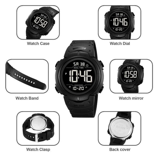SKMEI Digital Elektronisk Armbåndsur Ur Dobbelt Tid