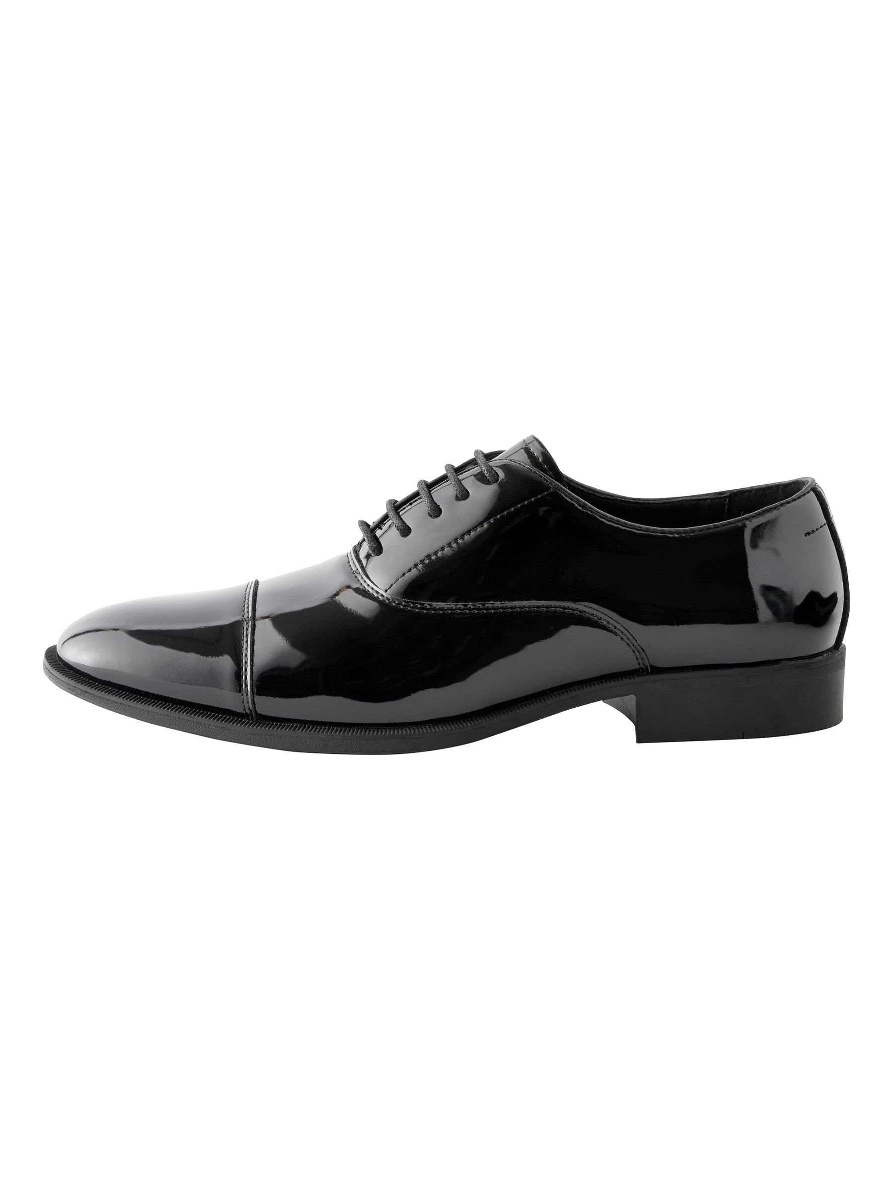 Zwart - Wijde pasvorm - Lakleren Oxford-schoenen met neusstuk