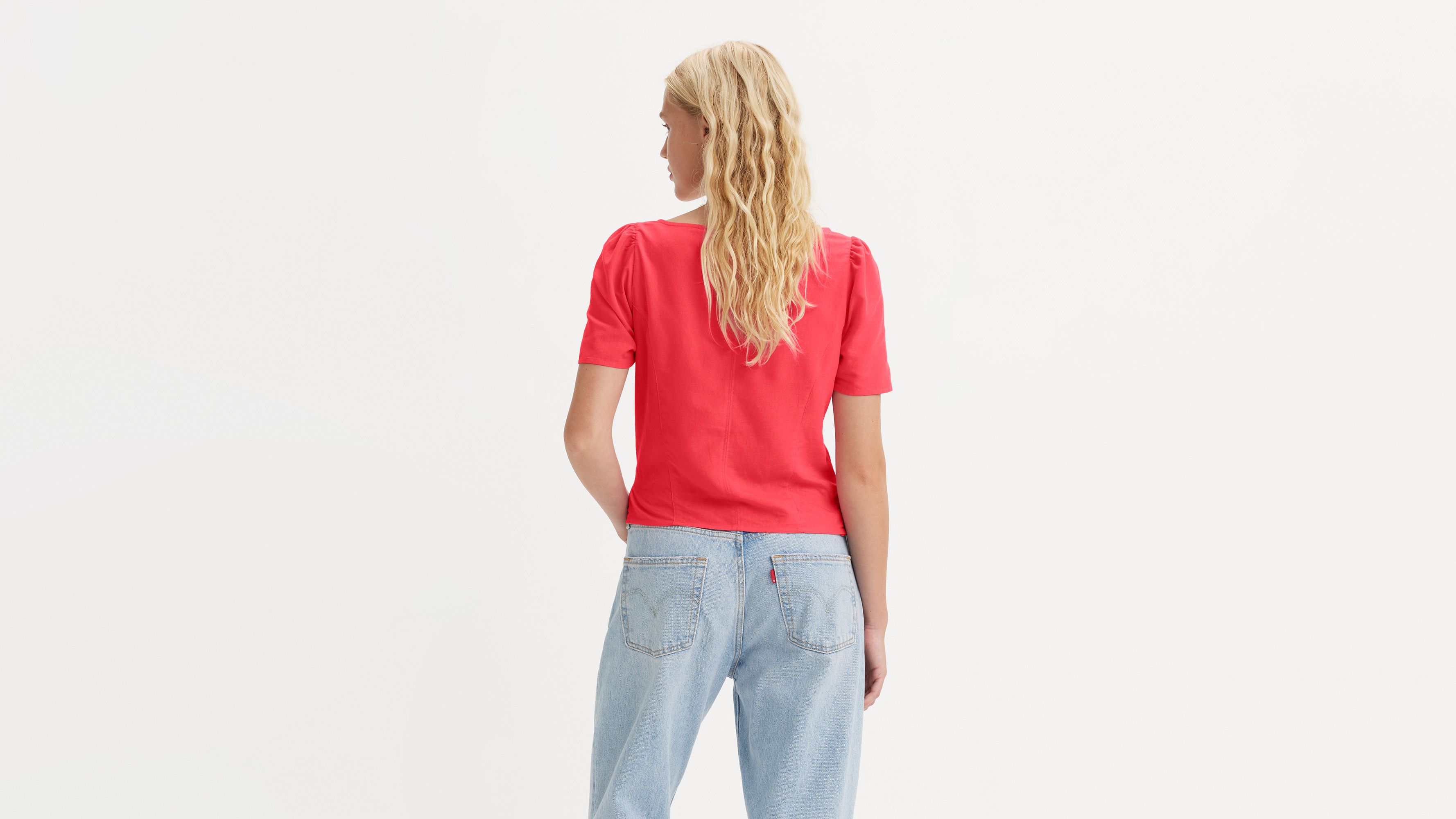 Blouse manches courtes Pascale - Coral Red Garment Dye - Rouge