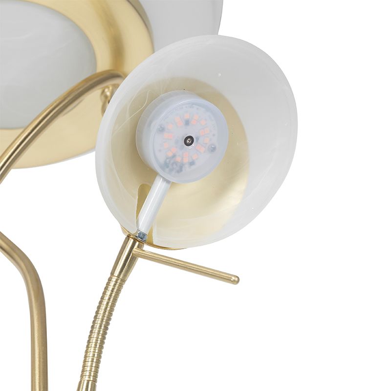 Vloerlamp messing incl. LED en dimmer met leeslamp - Empoli