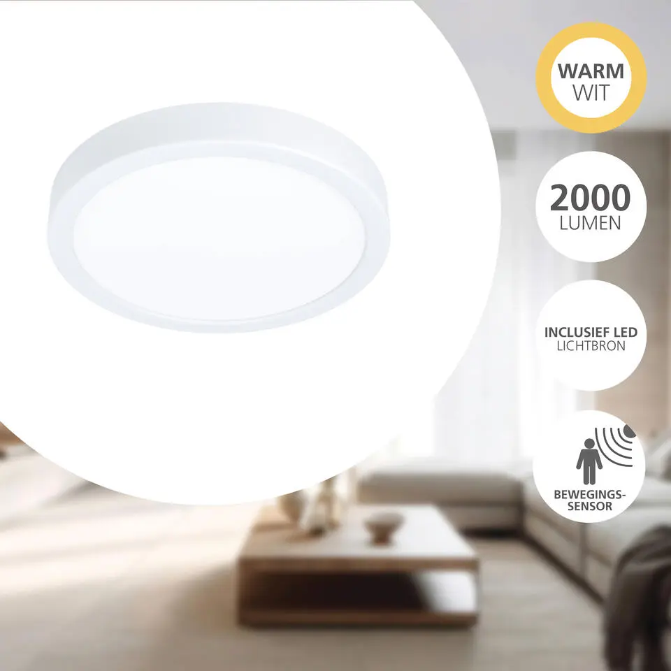 EGLO Fueva 5 Opbouwlamp - LED - Ø 21 cm - Wit - Bewegingssensor