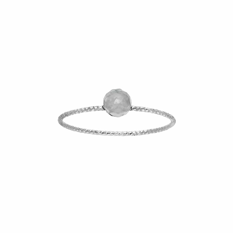 Bague Argent Perle Fixe Pierre Grise