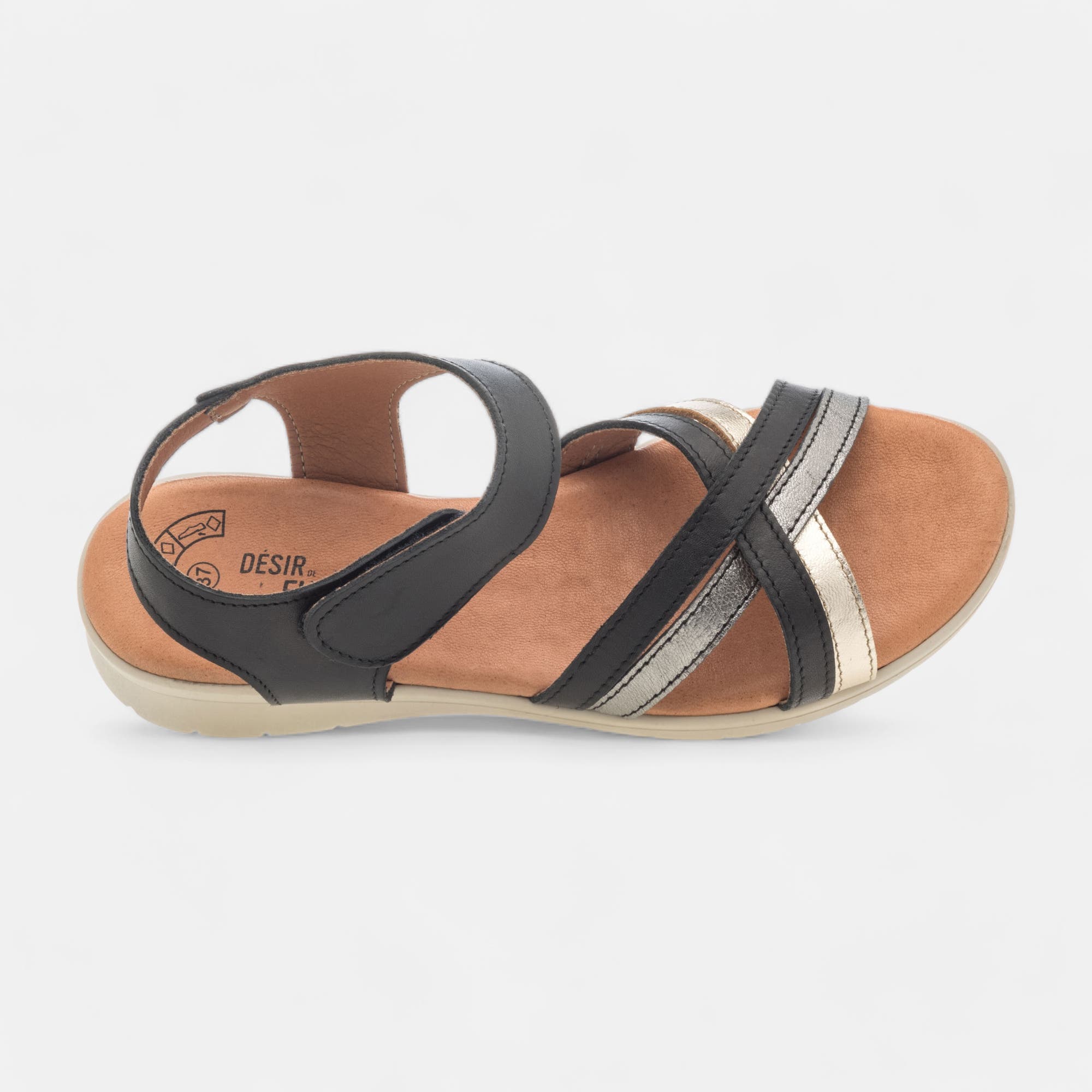 Sandales Femme en cuir noir