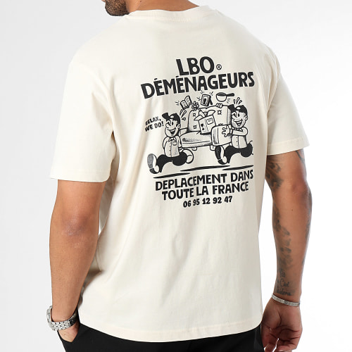 Tee Shirt Oversize Large Drop Collection Déménageurs Beige Noir