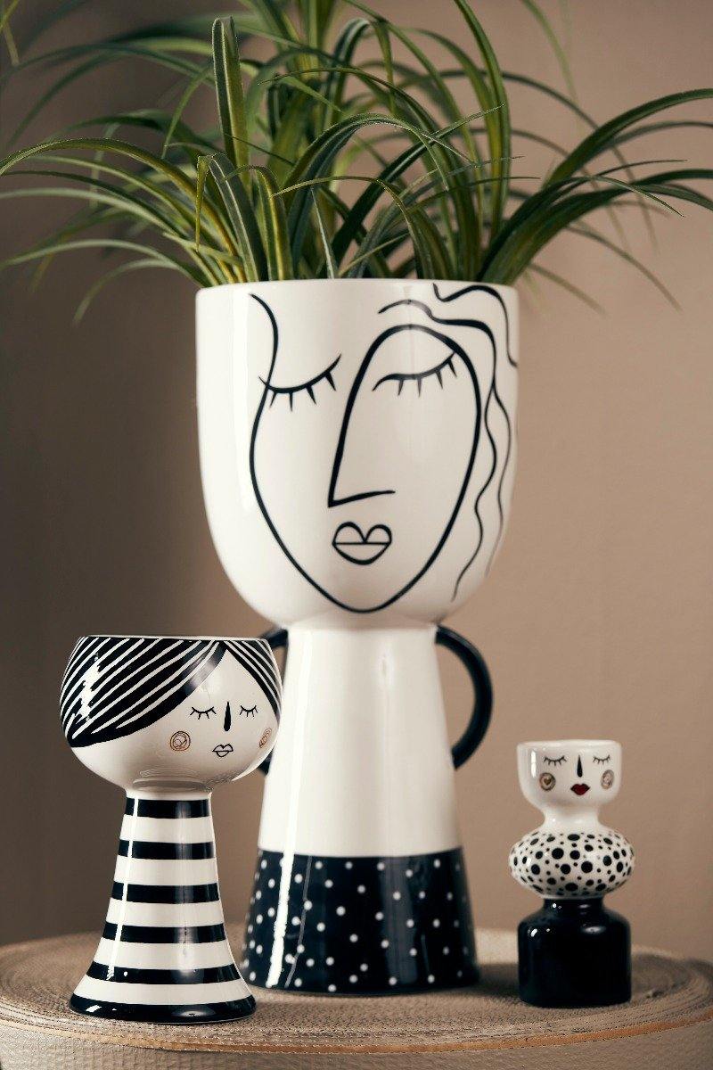 Bahne Interior  Stor vase, sort/hvid - H: 38,5 cm.