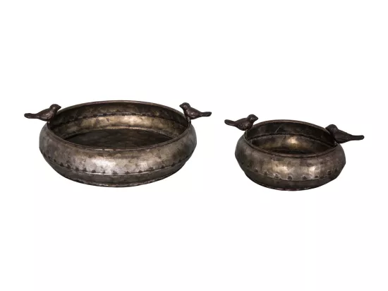 Set de 2 mangeoires à oiseaux en zinc