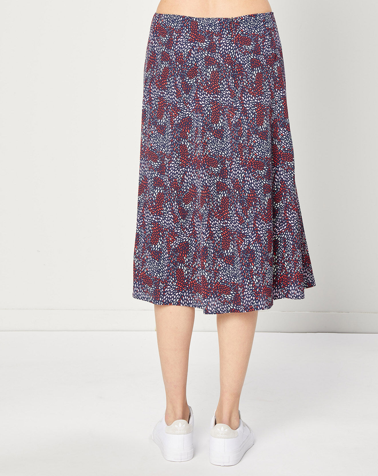 Esprit Jupe midi fluide à motifs prune/bleu