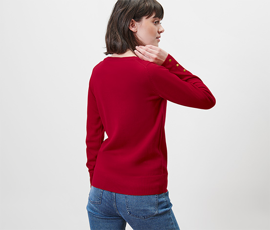 Feinstrickpullover mit Merinowolle, rot
