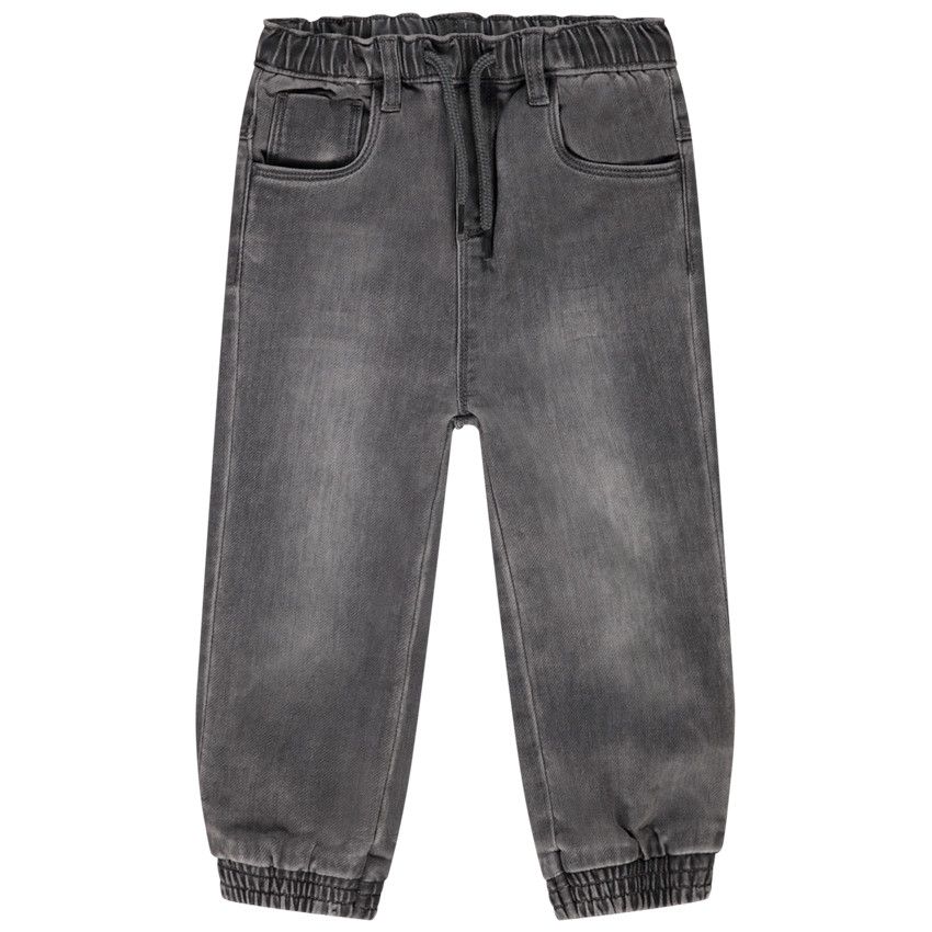 Pantalon effet jean cargo uni pour bébé garçon - Gris chiné