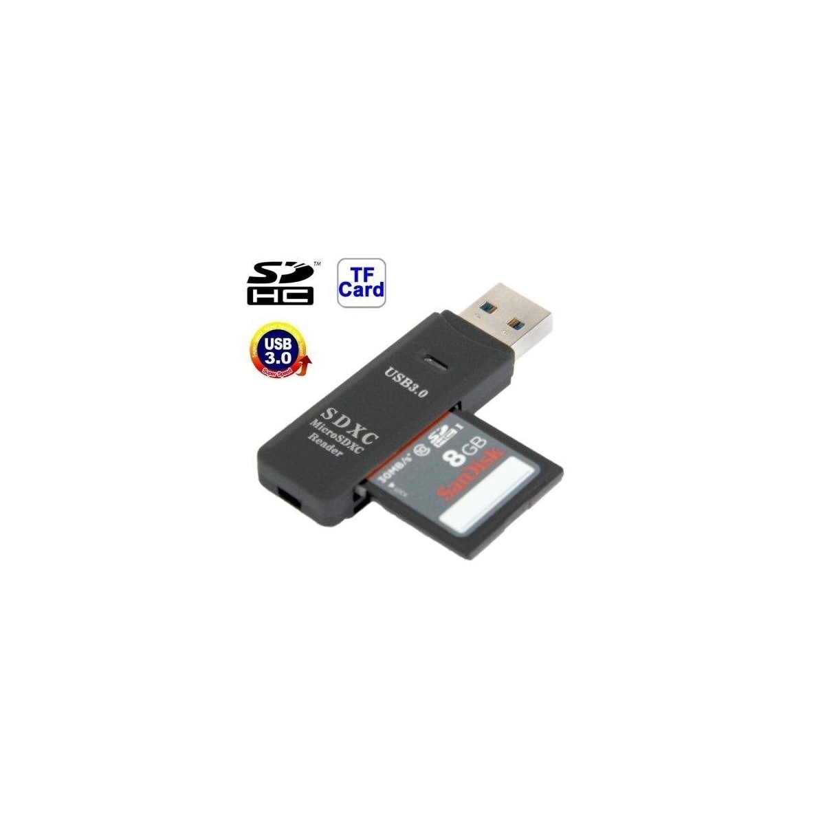 USB 3.0 kortleser for Micro-SD og SD(HC)