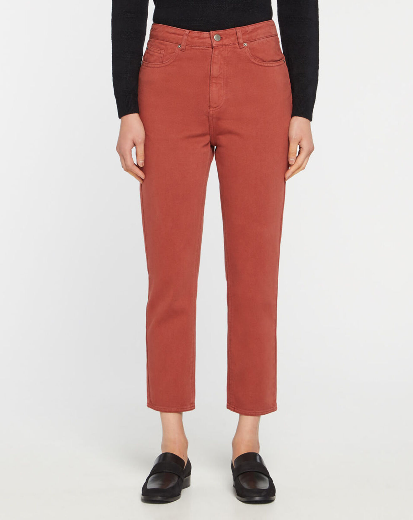 Galeries Lafayette Jean délavé en Toile de coton 7/8 marron