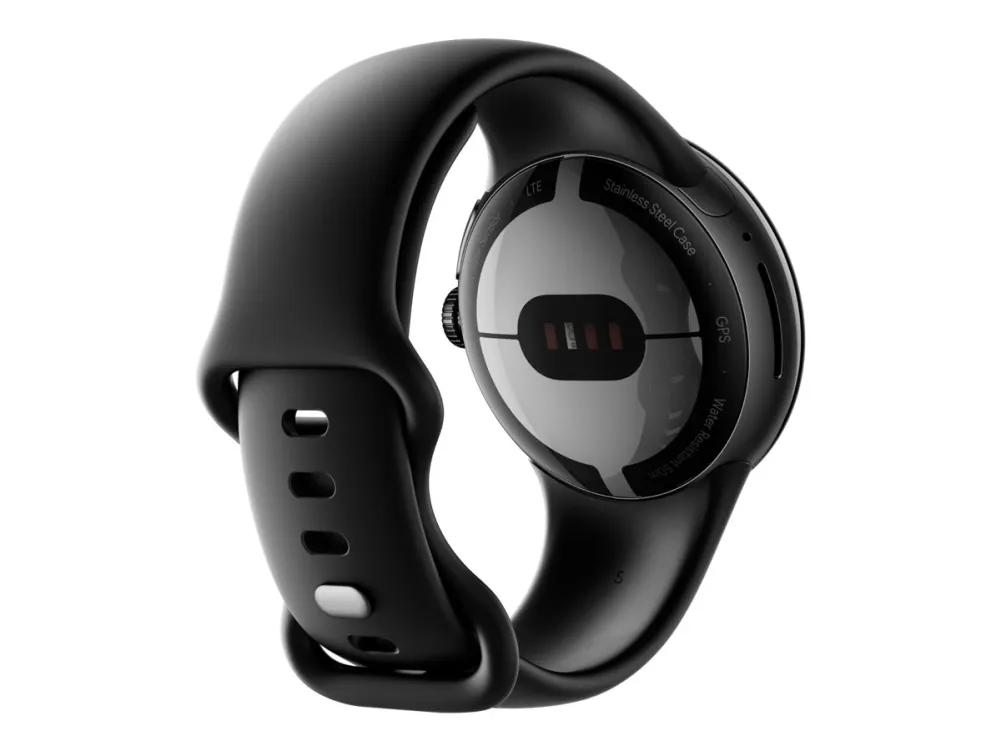 Google Pixel Watch - Matsort - smart ur med bånd - fluoroelastomer - obsidian - båndstørrelse: L - 32 GB - Wi-Fi, NFC, Bluetooth - 36 g