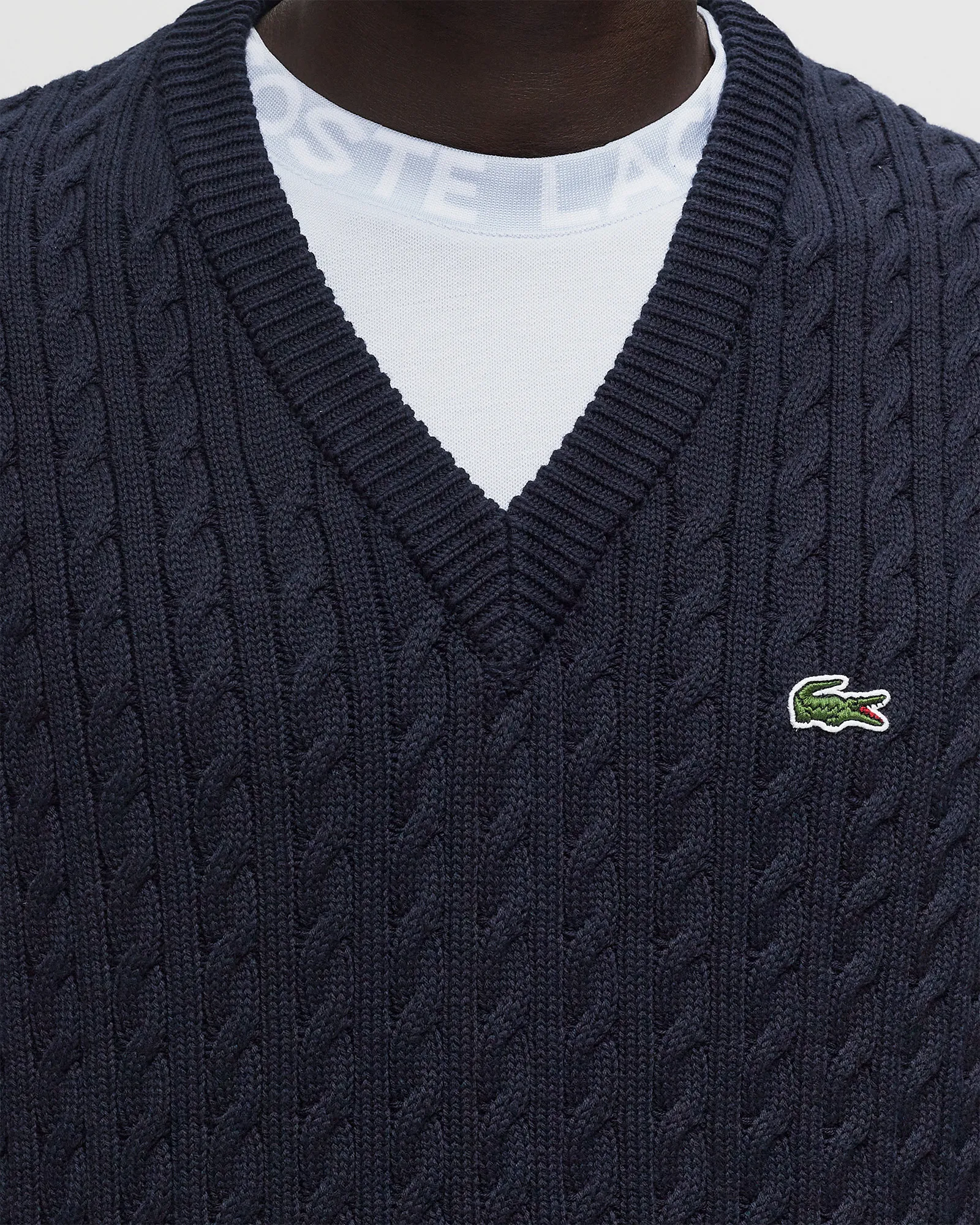 Lacoste COTTON BLEND CABLE KNIT SWEATER VEST