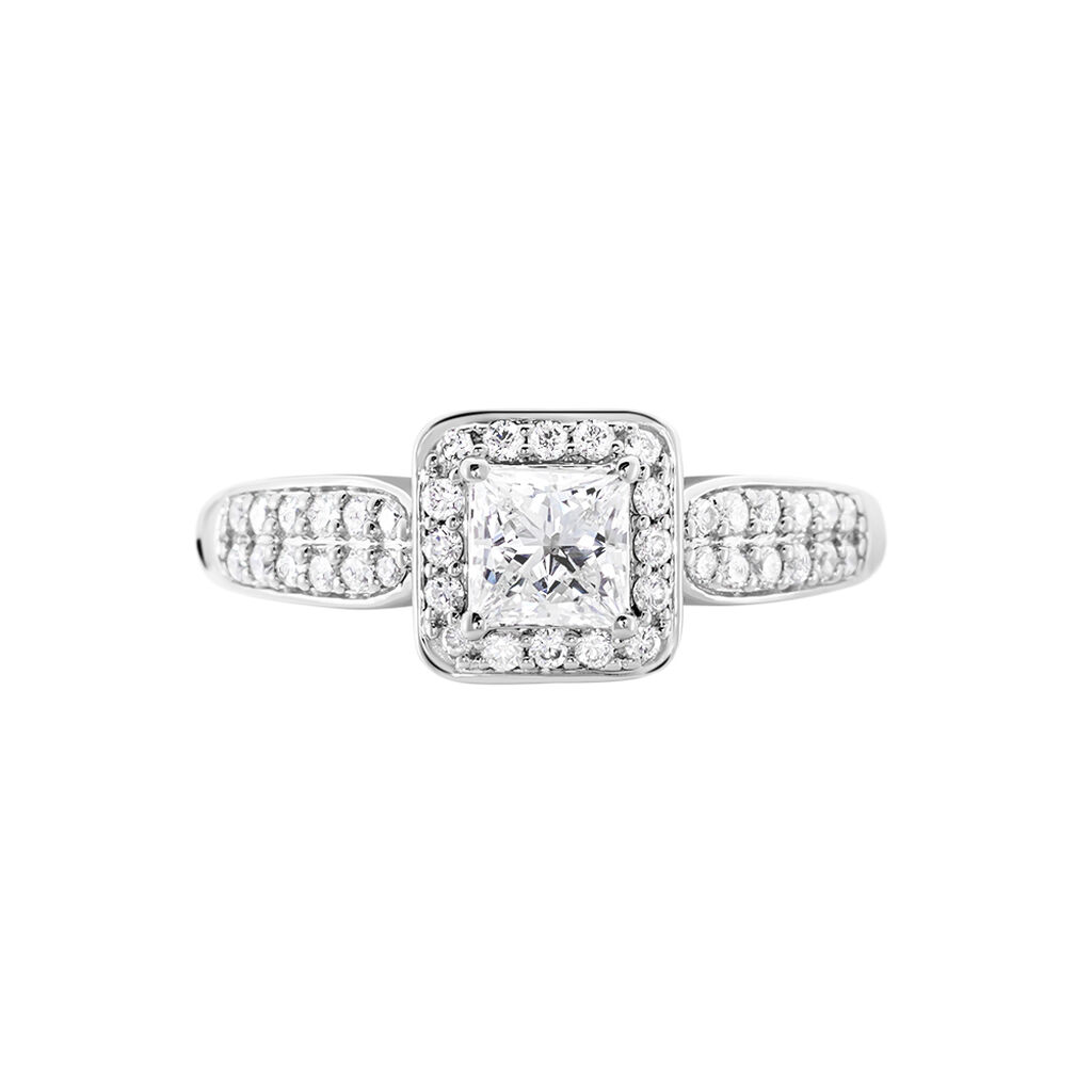 Solitaire Or Blanc  Princessa Diamant Synthetique