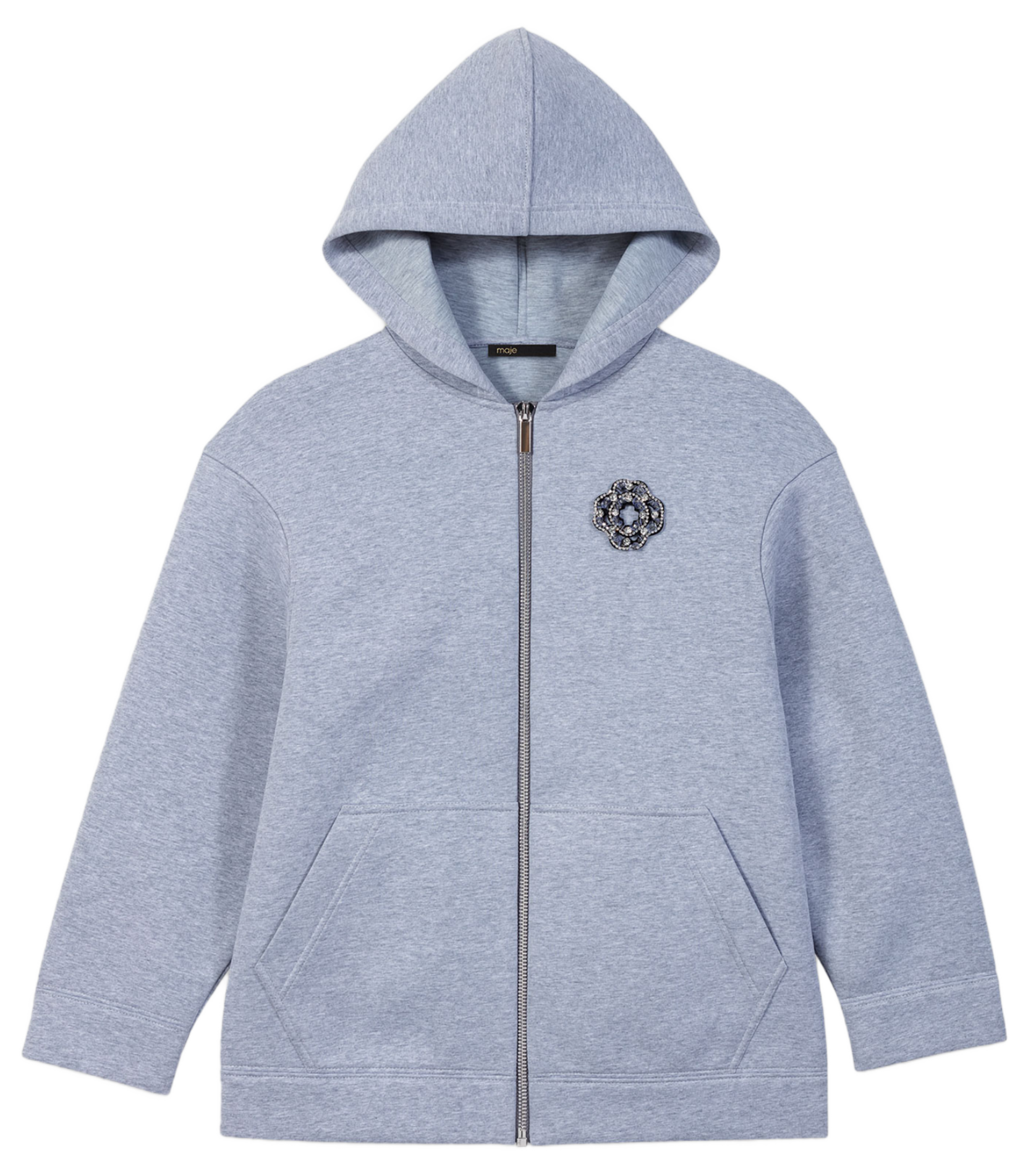 Sweat à capuche droit en coton | Gris