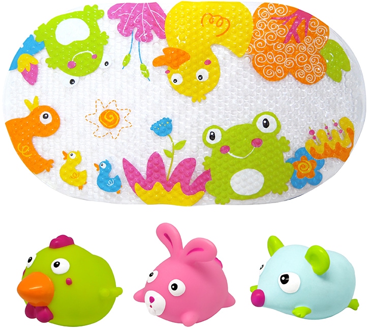 Knorrtoys® Badespielzeug »Escabbo® Bademattenset, Entenspass« mit drei Wasserspritzfiguren