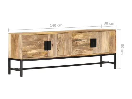 Meuble TV 140x30x50 cm Bois massif de manguier