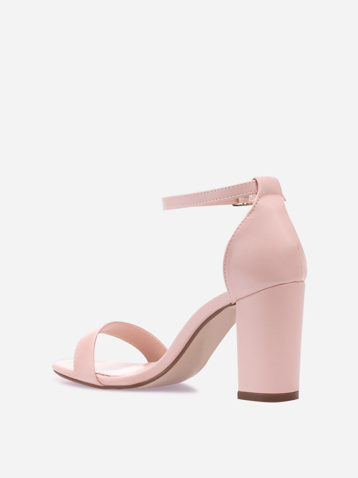 Sandales à bride et talon carrés- Rose