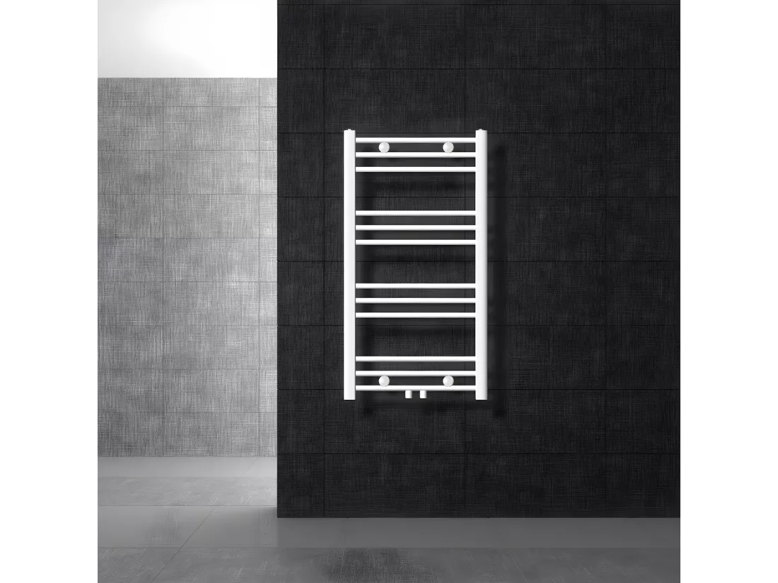 Radiateur sèche-serviette salle de bain en acier blanc connexion central 50x80cm