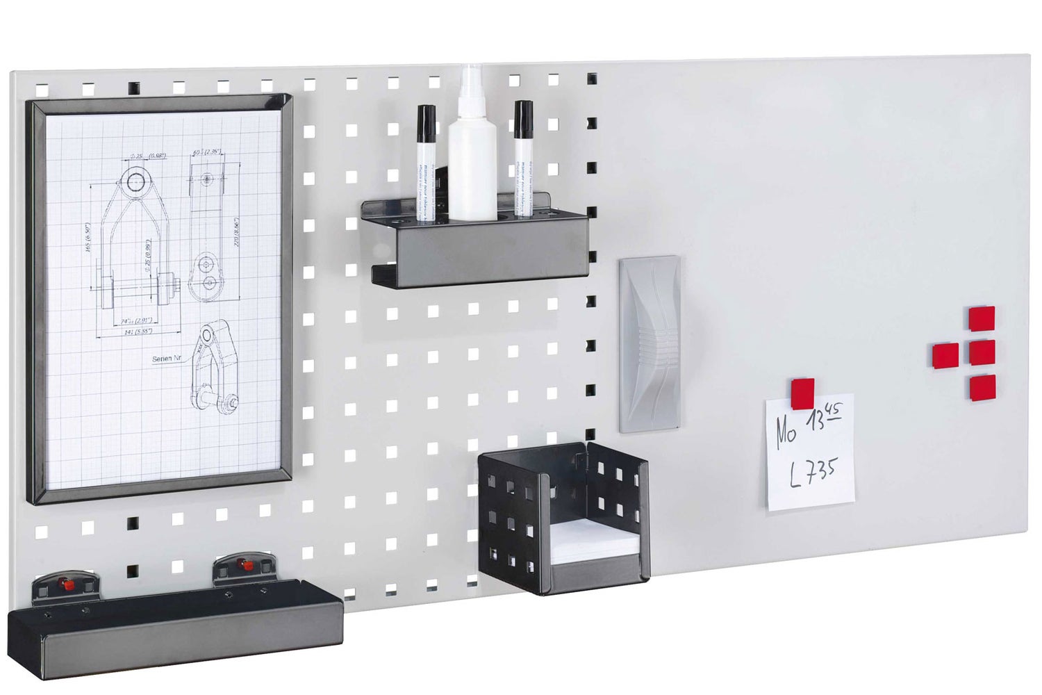 Kappes LogoChart® Office Set #1 1x Geperforeerd bord 1000x450mm 1x Accessoire assortiment 13-delig Antracietgrijs RAL 7016