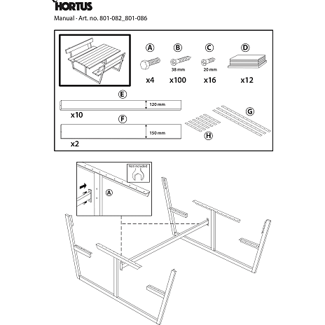 Parma bord/bænkesæt - sort
