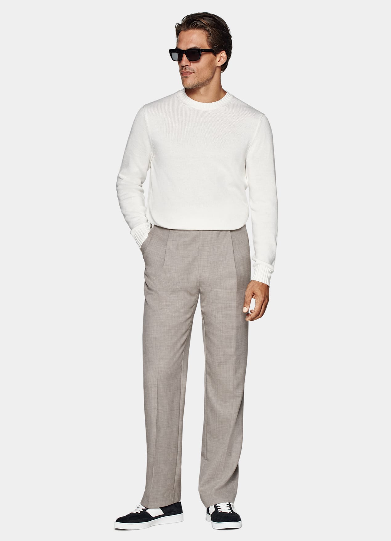 Pull col rond blanc