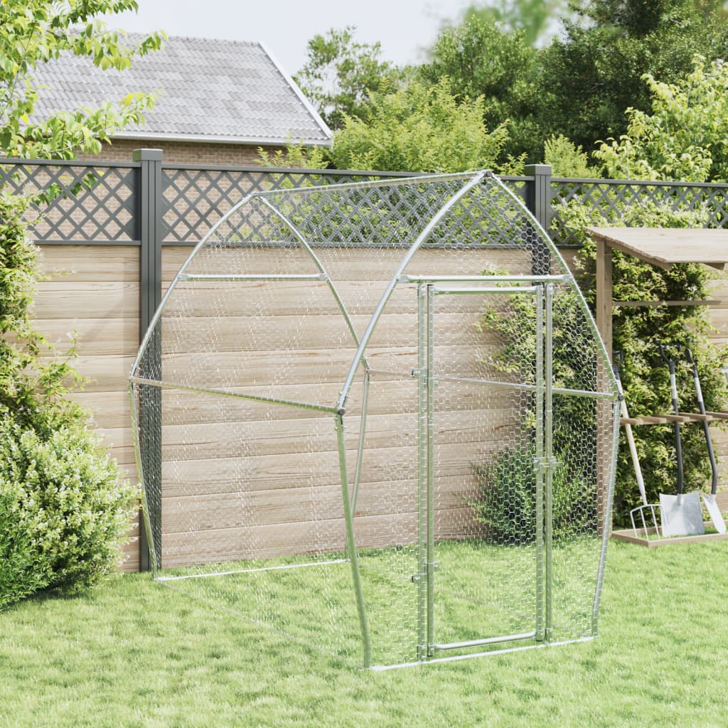 Gaiola para galinhas vidaXL, aço galvanizado prateado, 200x105x182 cm