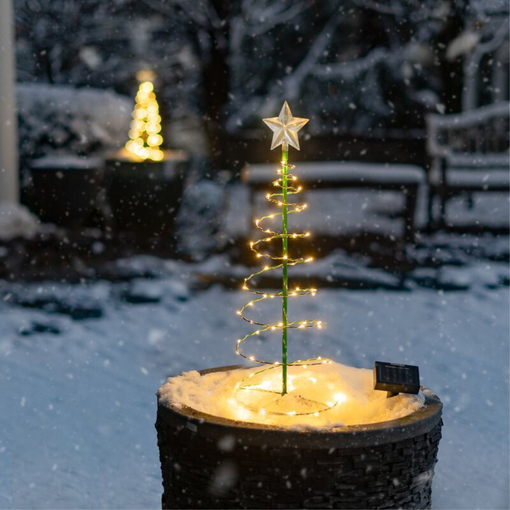 (50cm) 50-LED's Solar Outdoor Weihnachts Licht Tannenbaum Design - Warmweiss