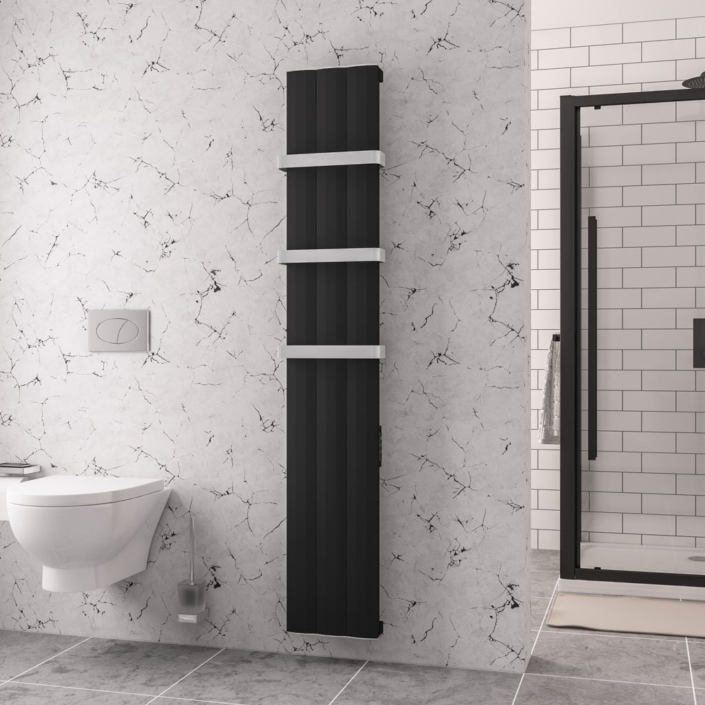 Eastbrook Derwent elektrische paneelradiator 30x180cm 600W zwart mat