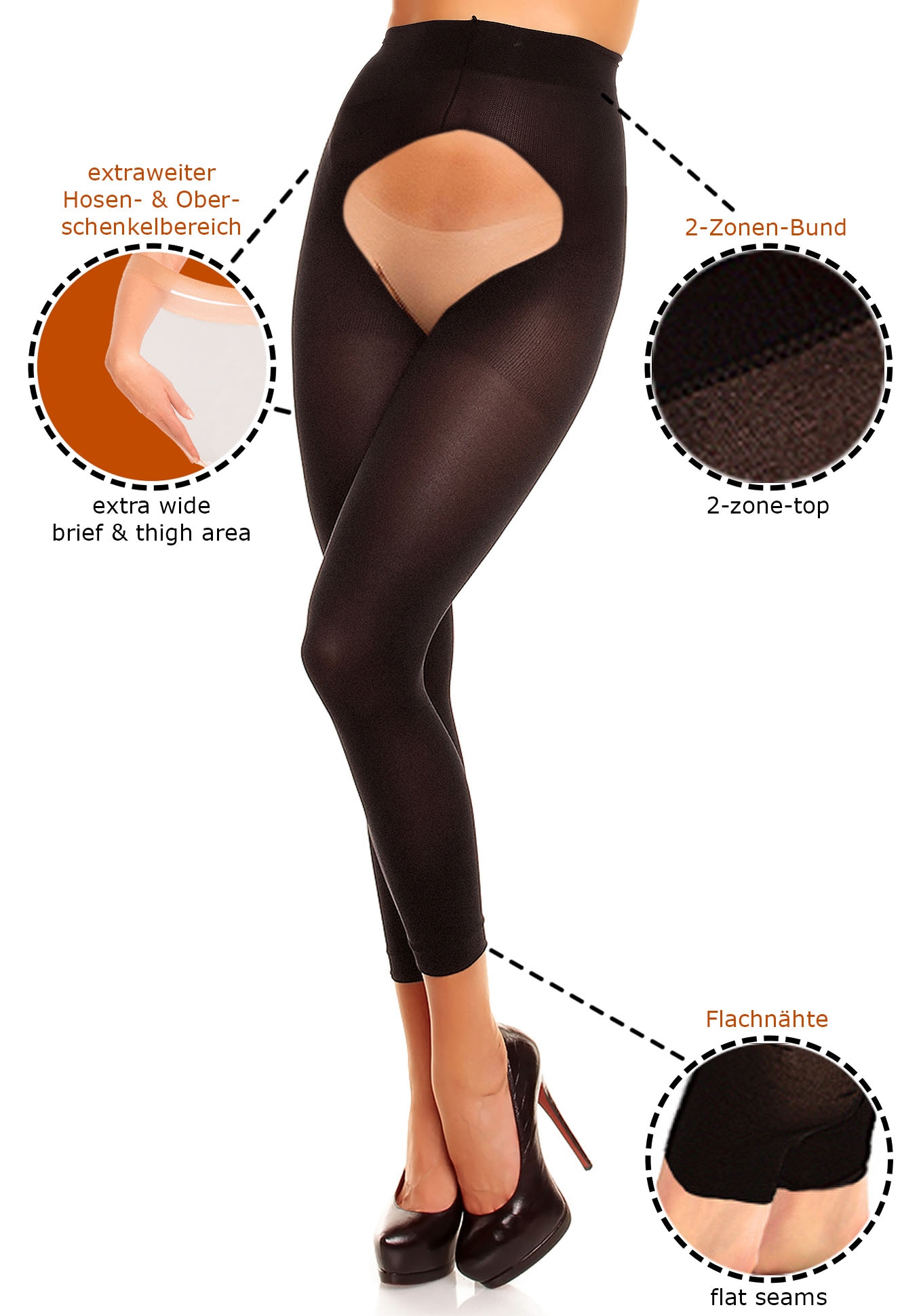 GLAMORY Feinstrumpfleggings »Breeze« 60 1 Stk. tlg. Plus Size, Ouvert