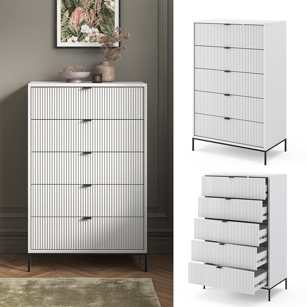 Vicco Kommode Eliza Weiß 76 x 120 cm mit 5 Schubladen
