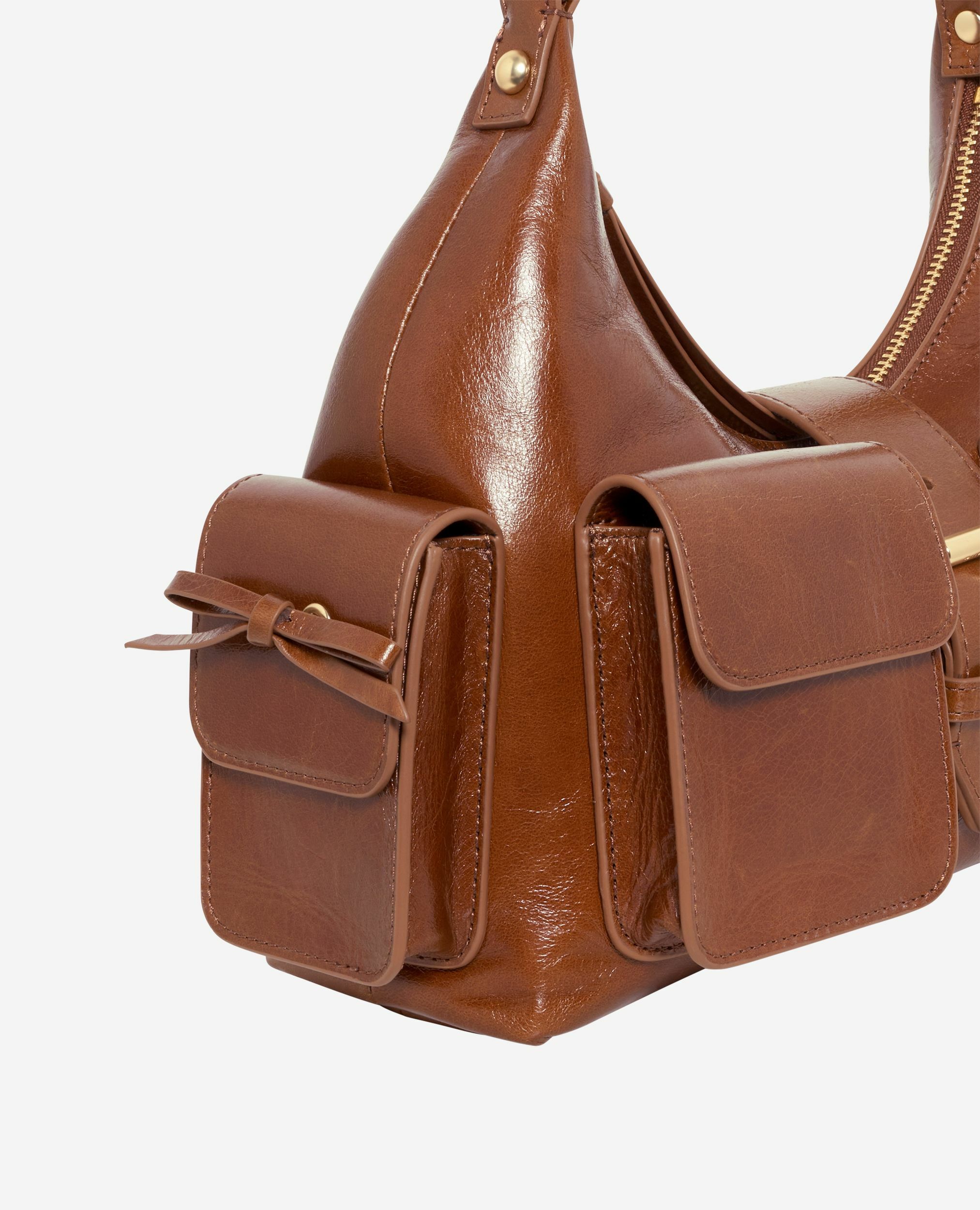 Sac Amelia en cuir craquelé marron